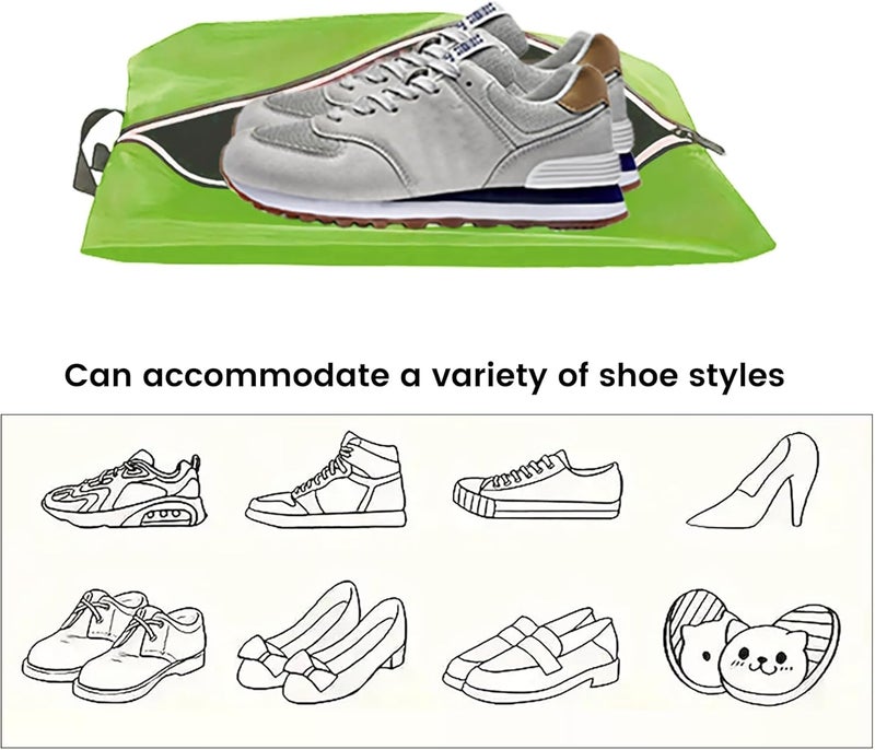 Smallan Golf Smell Proof Shoe Bag Lightweight Waterproof Zippered Sport Shoe Carrier Bags Golf Soccer Shoe Storage Organizer for Gym Sports Travel Work Golf Aceesories (Green, US size 14) - Image 3